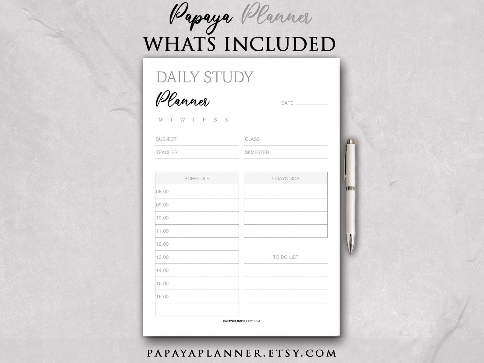Daily Study Planner - Printable Planner, Education Template, Study Plan ...