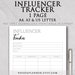 Influencer Tracker Printable Planner, Personal Planner, Social Media