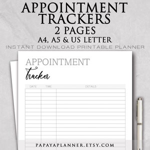 Appointment Trackers - Printable Planner, Business Template, Digital Plan, Budget Plans, 2025 Planner, Instant Download, A4 PDF