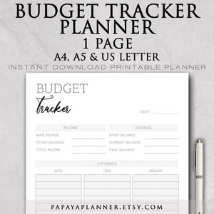 Budget Tracker - Printable Planner, Business Template, Digital Plan, Budget Plans, 2025 Planner, Instant Download, A4 PDF