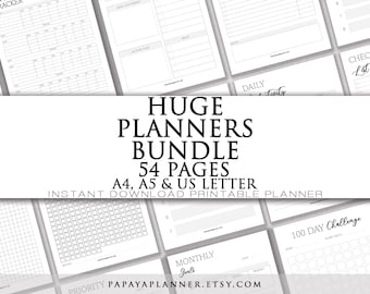 Huge Planner Bundle Set - 54 Pages - Printable Planner, Personal Planner, Productivity Planner, 2025 Planner, Instant Download, A4 PDF