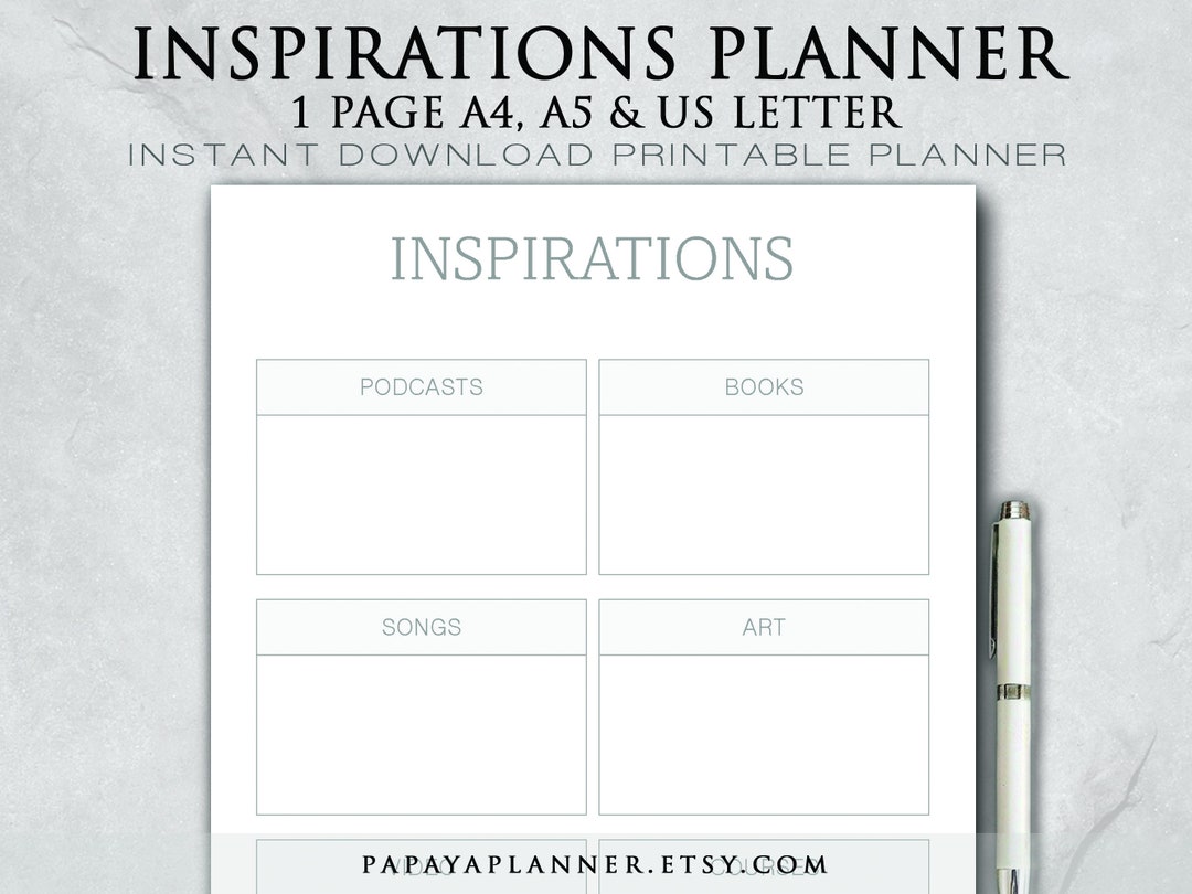 Inspirations Planner Printable Planner, Personal Planner, Self
