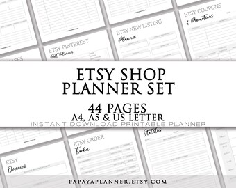 Planificador de tienda Etsy - 44 páginas - Planificador imprimible, personal, empresarial, 2025, descarga instantánea, PDF A4