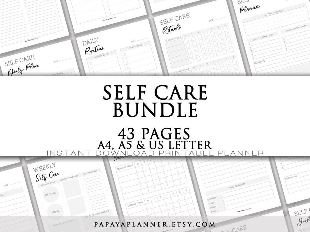 Self Care Planners Set - 43 Pages - Printable Planner, Personal Planner ...