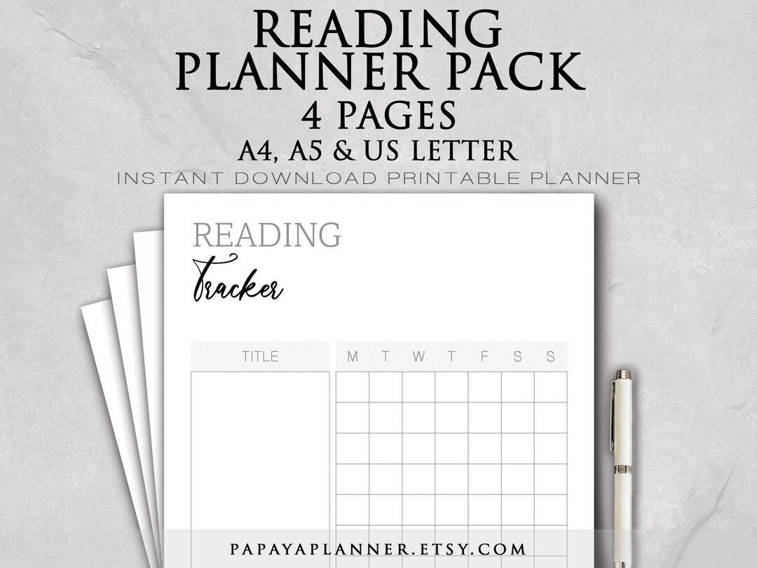 Book Reading Pack - Printable Planner, Personal Planner, Leisure ...