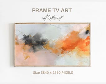Abstract Orange & Black Brushstroke Frame TV Art (Digital Download)