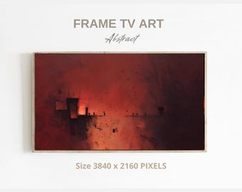 Red and orange abstract art for Samsung Frame TV, Instant Download