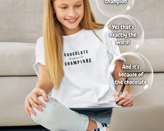 Chocolat - T-shirt pour enfants Breakfast of Champions, amateurs de chocolat, cadeau pour enfants