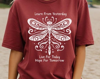Dragon-fly Hippie tee Nature tee Comfort Colors Insect Lover tee Gift for Her Present for Nature Lover Positivity Shirt Motivational tee