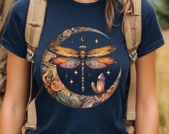Dragon-fly T-Shirt Gift Art Nouveau Lovers Artistic Tee Colorful Dragon-fly Present For Nature Lover Insect Lover Dragonflies Art Aesthetic