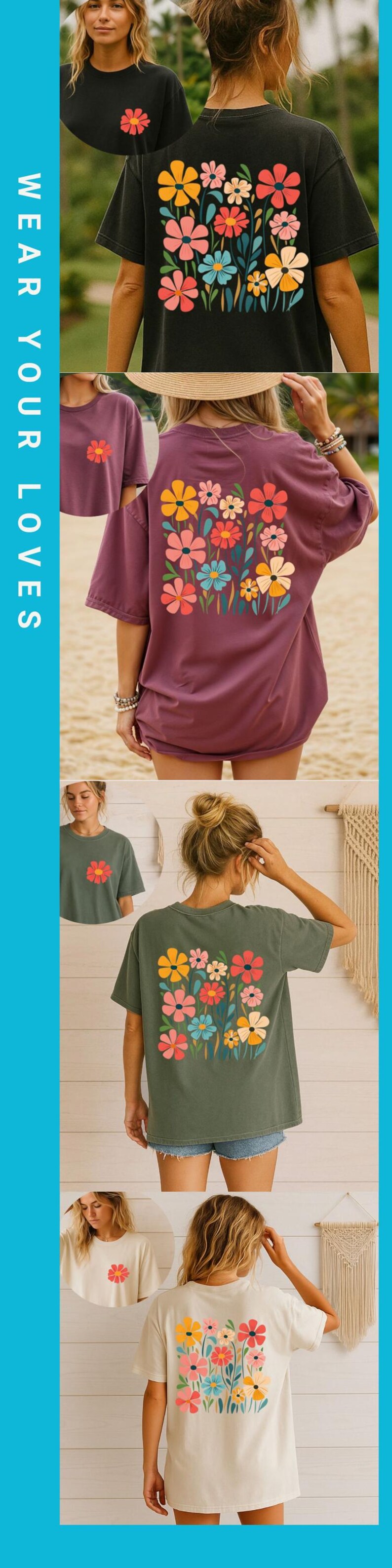 Boho Flower TShirt Gift For Botanical Daisy Lover