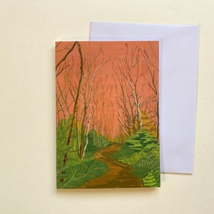 Carte de voeux Promenade dans les bois ; Carte de voeux vierge ; Illustrations ; Carte de voeux illustrée