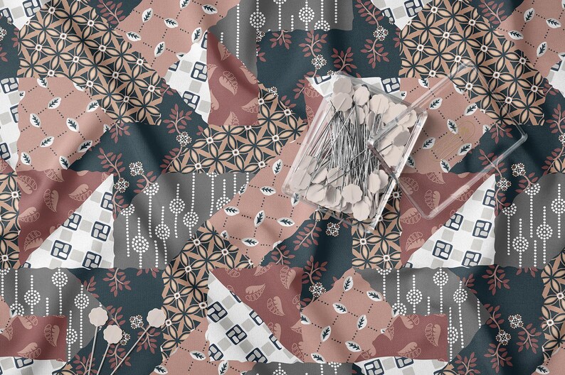 Vintage Patchwork Pattern Bundle | Seamless Quilt Inspired Surface Design Set image 11
