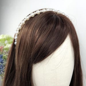 Handmade Wedding Bridal Faux White Pearl Feminine Elegant Statement Headband