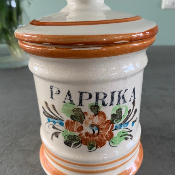 Vintage aardewerk voorraadpot Paprika