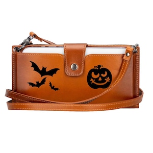 Personalized Leather Phone Wallet: Crossbody Bag with Card Holder, Phone Bag