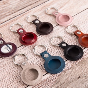 Leather Keychain Holder For Air Tag, Personalized Apple Airtag Holder, AirTag KeyRing Leather Case, Dog Airtag, Leather  AirTag Key Holder