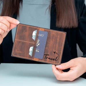 Funda de cuero personalizada para pasaporte, porta pasaporte de cuero, billetera de viaje, regalos para mudanzas, billetera de pasaporte con monograma para hombre