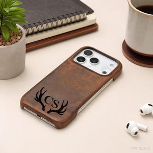 Personalisierte Echtleder Handyhülle: iPhone 17 / Pro / Pro Max, MagSafe kompatibel, Benutzerdefinierte Monogramm Initialen