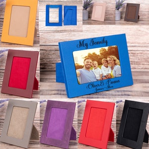 Personalized Leather Photo Frame, Vintage Leather Photo Frame, Gift for Couples, Family, Pet, Newborn Him or Her, Leather Picture Frame image 2