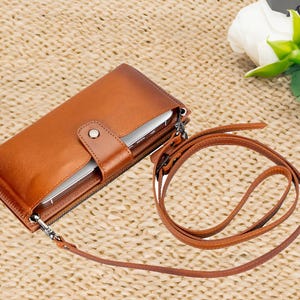 Cartera de cuero tipo bandolera, cartera de cuero con correa, cartera de cuero, cartera cruzada para mujer, cartera de cuero personalizada para mujer