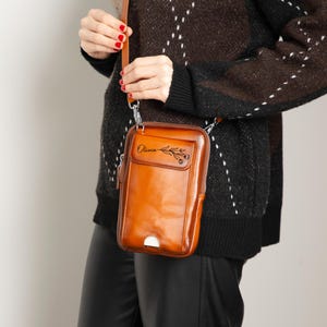 Cartera y bolso cruzado de cuero para teléfono, cartera personalizable para mujer, compartimento para tarjetas, regalo de aniversario, regalo de Navidad, para esposa