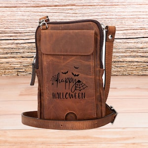 CrossBody Bag, Brown Leather Crossbody Bag, Everyday City Phone Bag,  Casual Shoulder Bag, Anniversary Gift for her, Phone Bag,Gift for Wife