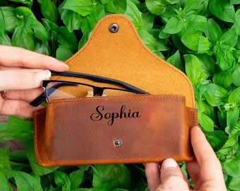 Custom Leather Glasses Holder, Personalized Eyeglass Stand, Desk Organizer, Gift for Dad