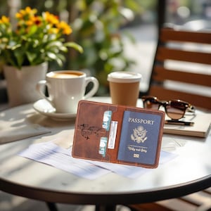Funda para pasaporte y billetera de viaje de cuero genuino de primera calidad, organizador de viaje, funda para pasaporte de cuero personalizada, regalos de viaje, estuche para pasaporte