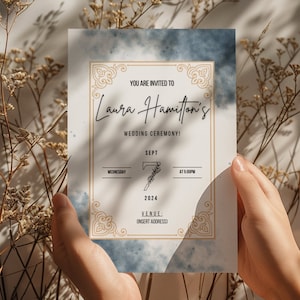 Invitación de boda A5 PERSONALIZADA hecha a mano, Invitación de boda minimalista, Tarjeta de boda, Invitación a la ceremonia de boda