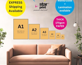 Custom Poster Printing | Matte or Gloss 170gsm with Lamination
