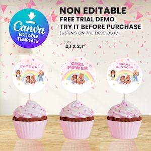 Roblox Girl Cake Topper – Pink Gamer Birthday Decoration – Digital Party Topper – Instant Download