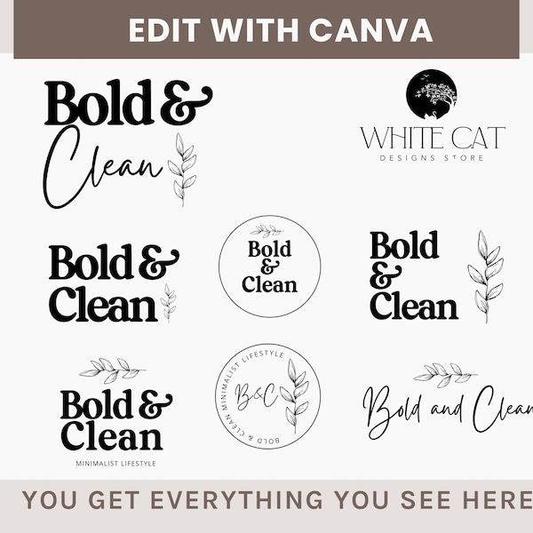 Canva Logo Template Design | Colorful Premade Logo Design | Blog Logo  Design {Bold & Clean}| Minimalist Logo | Black White Logo | 8 Choices