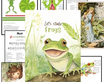 Étude de l'unité grenouille Ressources pour l'école à la maison Art Musique Faits amusants sur l'anatomie de la grenouille Kit d'apprentissage de la nature Journal d'étude de la nature Sciences Enseignement à domicile