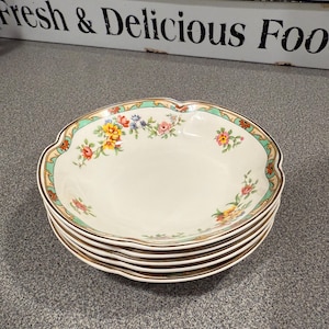 Vintage Johnson Brothers &quot;Pareek&quot; Enfield China 5 & 1/4&quot; Berry/Fruit Bowls - Set of 5 - Made in England