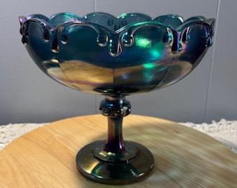 Vintage Indiana Glass | Iridescent/Carnival | Garland/Tear Drop | Compote/Pedestal Bowl
