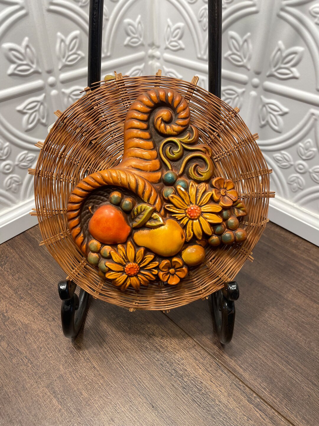 Vintage 1969 Miller Studio Inc. Chalk Ware Cornucopia With Flowers and ...