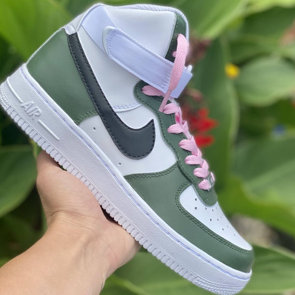 Custom Painted Air Forces 1 Dutch - Green All Over Custom - Hand Painted AF1 - Dutch Forces