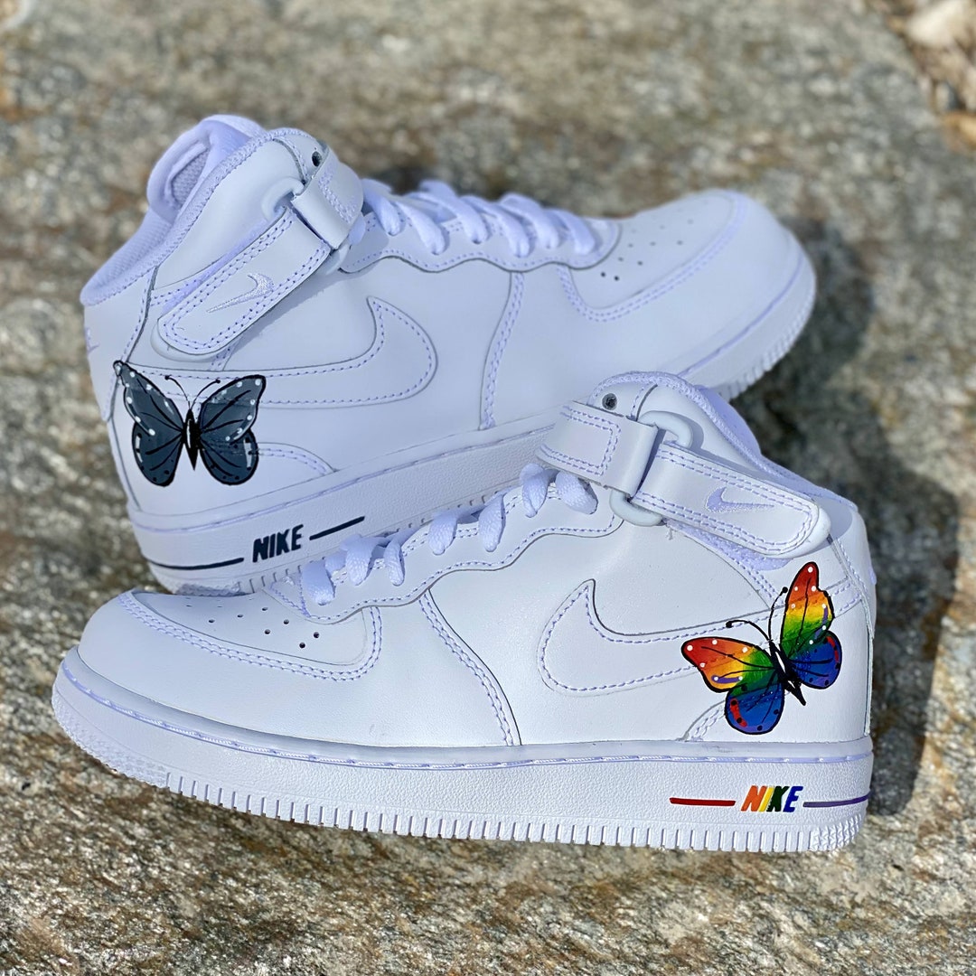 custom air forces with butterflies