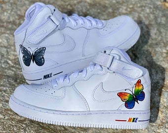 Custom Painted Air Forces 1 Rainbow Butterfly - Butterflies - Hand Painted AF1 - Butterfly Forces