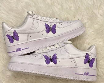Custom Painted Air Forces 1 Purple Butterfly - Butterflies - Hand Painted AF1 - Butterfly Forces