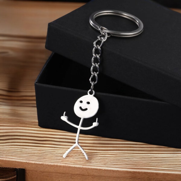 Funny Middle Finger, funny key ring titanium steel,for daddy, gift for friend, gift for boyfriend,essential key ring, good mood,pocket jewel