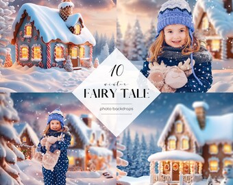 Winter Fairy Tale Photo Backdrops: Magic Snow Scenes (Digital Download)