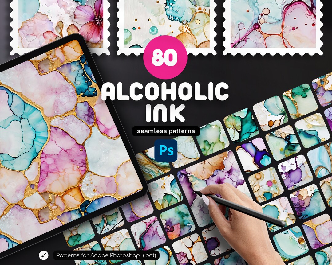 80 Alcoholic Ink Photoshop Patterns .PAT, Abstract Patterns for ...