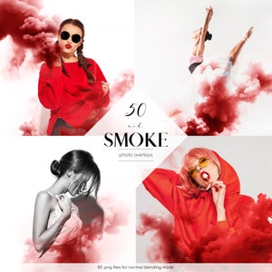Red Smoke Overlays, 50 PNG Files, Red Fog Photoshop Overlay, Mist Overlay Effects, Free Commercial Use