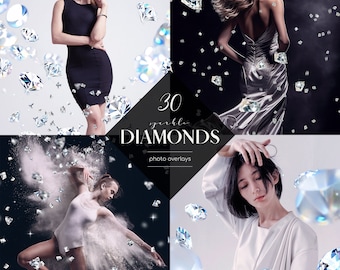 Sparkle Diamonds Photo Overlays: Glamour Effects Clipart (30 PNG Files)