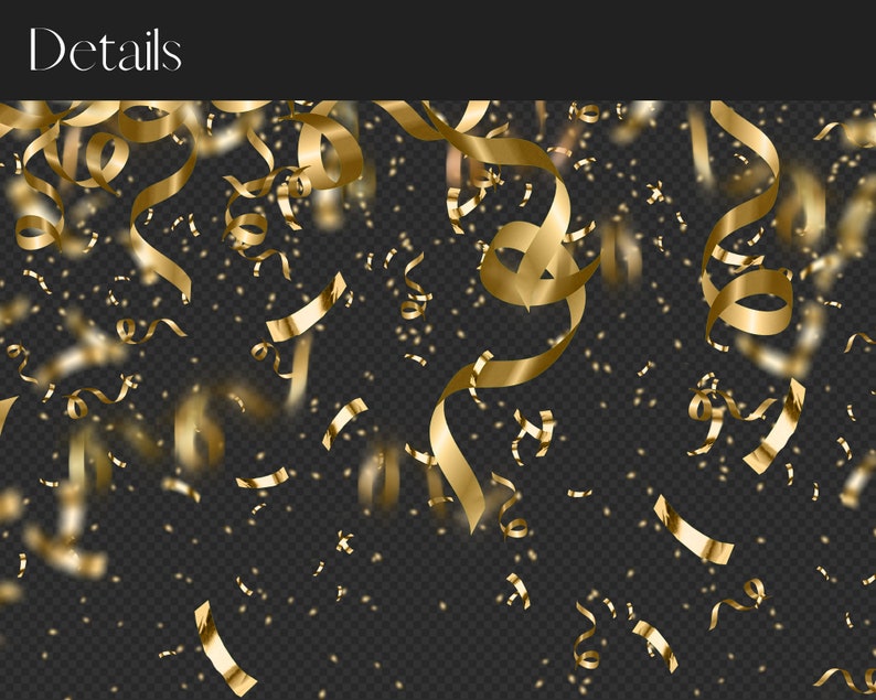 Gold Confetti Overlays, 50 PNG Files, Confetti Photoshop Overlays ...