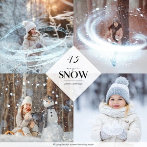 May include: 45 magic snow photo overlays.  A collection of digital overlays featuring sparkling snow effects for adding a wintery touch to photos.