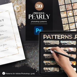 Pearly Photoshop Patterns: 30 Glam Seamless Designs (.PAT)