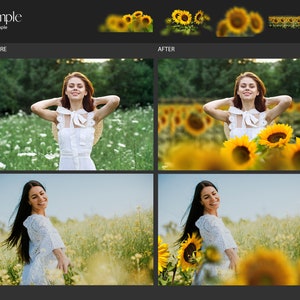 May include: A woman in a white dress and a straw hat stands in a field of sunflowers. The sunflowers are in bloom and the field is green and lush.